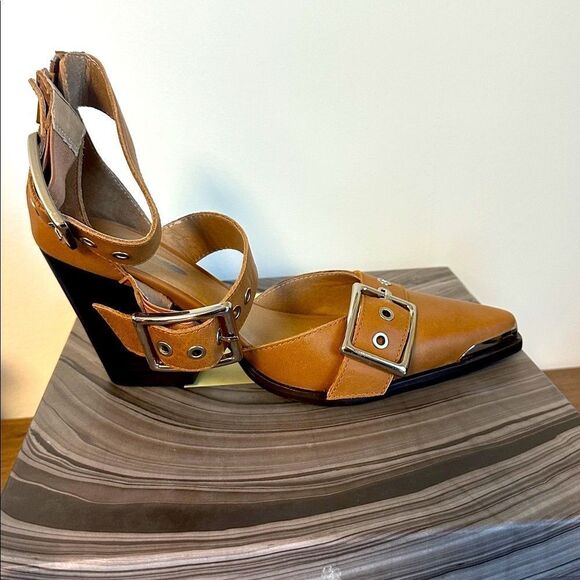 Jeffrey Campbell Hendrix Heels Brown Leather Boot Sandal US 9 - Picture 6 of 8